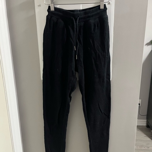 Black Track Pants with Elastic Waistband and Tapered Legs - Picture 1 of 2